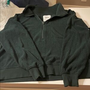 Aerie Dark Green Half-Zip Sweatshirt